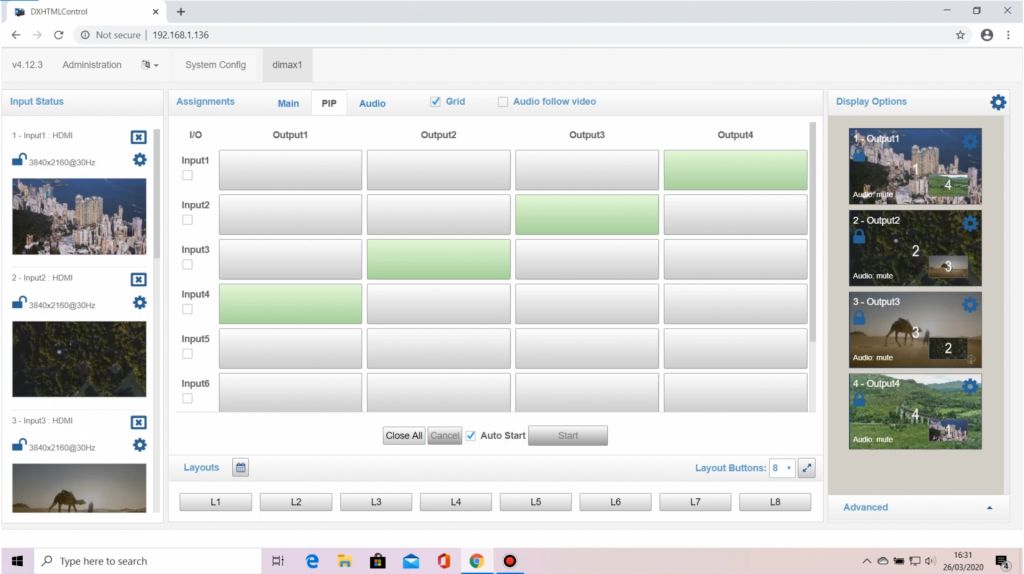 Layout Management DMX302-matrix switcher